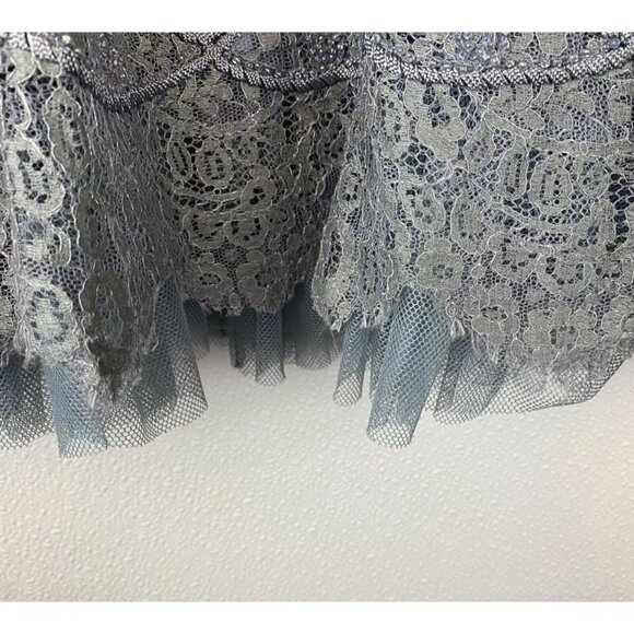 Carmen Marc Valvo Woman 6 Blue Sparkly Fairy Prom Embroidered Lace Beaded Skirt - Picture 14 of 16